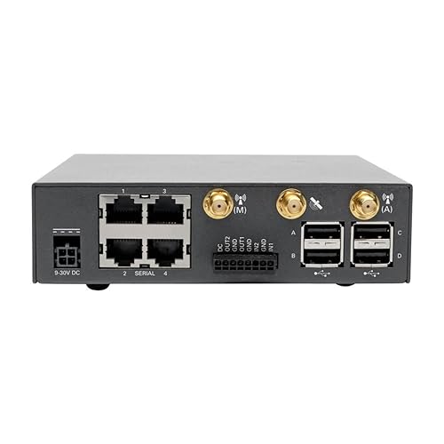 Tripp Lite 4-Port Console Server w/ 4G LTE Cellular Gateway, Dual Gbe NIC 4Gb Flash & Dual SIM (B093-004-2E4U-V), Black 4-Port with Cellular