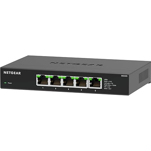NETGEAR 5-Port Multi-Gigabit Ethernet Unmanaged Network Switch (MS305) - with 5 x 1G/2.5G, Desktop or Wall Mount, and Limited 3 Year Protection 5 Port, 2.5 Gigabit