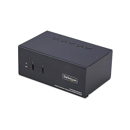 StarTech.com 2-Port Dual-Monitor DisplayPort and HDMI KVM Switch, 4K 60Hz, 2-Port USB 5Gbps Hub, 2X USB HID Ports, TAA Compliant