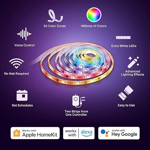 TP-Link Tapo RGBWIC Smart LED Light Strip 1000 Lumens, 32.8ft(2 Rolls of 16.4ft), Works w/ Apple HomeKit/Alexa/Google Home, 16M Dimmable Colors, Sync-to-Sound, IP44 PU Coating (Tapo L930-10)