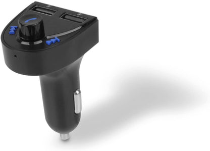 Aluratek Bluetooth Car Audio Receiver and FM Transmitter with Mic for Hands-Free Calls (ABF01F), Blue