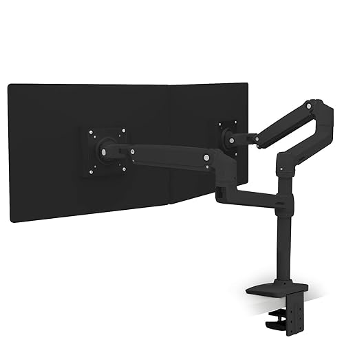 Ergotron – LX Vertical Stacking Dual Monitor Arm, VESA Desk Mount – for 2 Monitors Up to 24 Inches, 7 to 20 lbs Each – Matte Black Matte Black 13" Pole