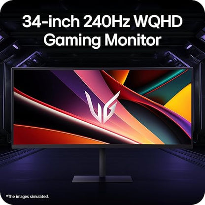 LG Ultragear G6 34” WQHD UltraWide 3440x1440 240Hz Gaming Monitor 34G630A Display for Immersive PC Gaming 1ms GtG, HDR400, DCI-P3 95%, USB-C 15W, AMD FreeSync Premium