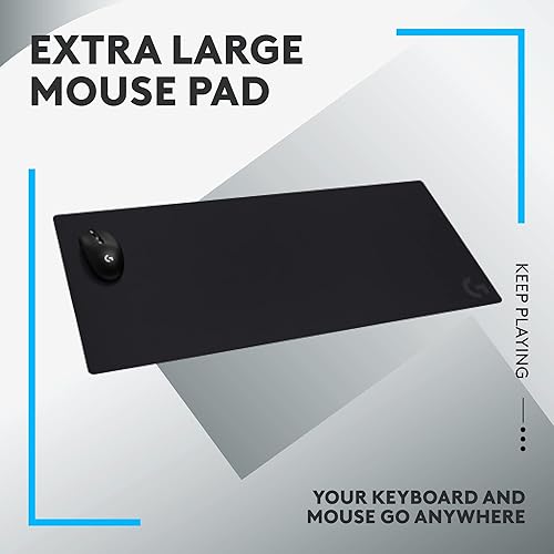 Logitech G840 XL Cloth Gaming Mouse Pad - 0.12 in Thin, Stable Rubber Base, Performance-Tuned Surface - Black Black XL Cloth