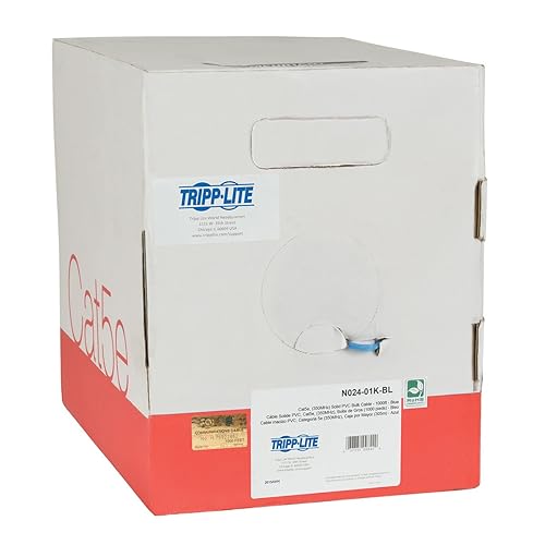 Tripp Lite 1000ft Cat5 / Cat5e Bulk Cable, Solid CMP Plenum PVC, Blue 1000' (N024-01K-BL)