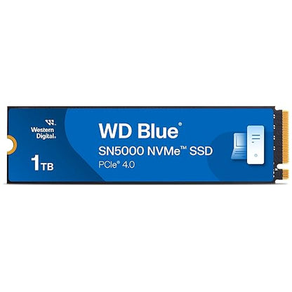Western Digital 1TB WD Blue SN5000 NVMe Internal Solid State Drive SSD - PCIe Gen 4.0, M.2 2280, Up to 5,150 MB/s - WDS100T4B0E