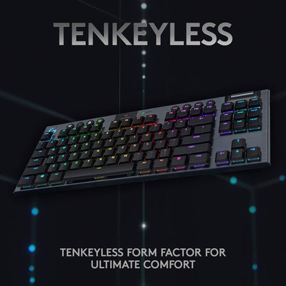 Logitech G915 TKL Tenkeyless Lightspeed Wireless RGB Mechanical Gaming Keyboard, Low Profile Switch Options, Lightsync RGB, Advanced Wireless and Bluetooth Support - Tactile TKL G915 TKL Tactile Wireless