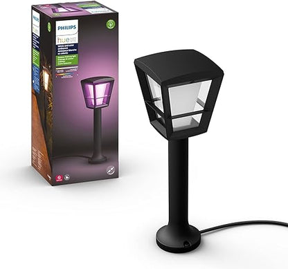 Philips Econic Outdoor Pedestal - 15.7" Height - 5" Width - 8 W LED Bulb - Matte - 600 lm Lumens - Metal, Tempered Glass, Aluminum - Black - for Outdoor, Garden, Patio, Pathway