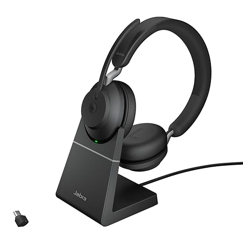 Jabra Evolve2 65 USB-C MS Stereo with Charging Stand - Black Wireless Headset/Music Headphones