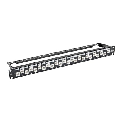 Tripp Lite N254-024-6A-of 24-Port Cat6a Cat6 Cat5e Feed-Through Patch Panel Offset with Cable Management Bar RJ45 Ethernet 1URM TAA 24-Port Cat6a (Offset & Cable Management)