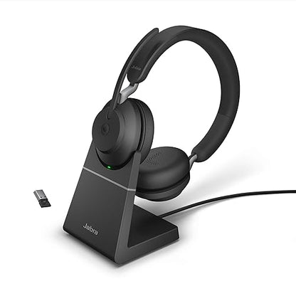Jabra Evolve2 65 USB-A MS Stereo with Charging Stand - Black Wireless Headset/Music Headphones
