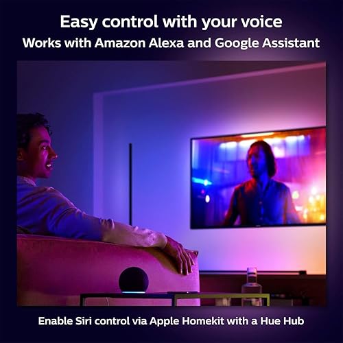 Philips Hue White and Colour Ambiance Gradient Signe Smart LED Floor lamp (Black), Colour Changing, Bluetooth & Zigbee Compatible, Voice Activated with Alexa, Wellbeing Lamp
