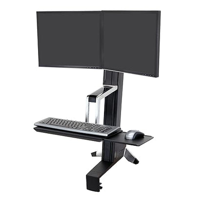Ergotron WorkFit-S 33-341-200 Dual Sit-Stand Workstation - Steel, Plastic, Aluminum - Black 1-Pack