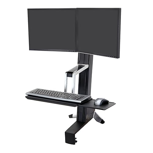 Ergotron WorkFit-S 33-341-200 Dual Sit-Stand Workstation - Steel, Plastic, Aluminum - Black 1-Pack