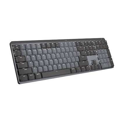 Logitech MX Mechanical Wireless Illuminated Performance Keyboard, Tactile Quiet Switches, Backlit Keys, Bluetooth, USB-C, macOS, Windows, Linux, iOS, Android, Metal Full Size Tactile (quiet typing) Keyboard