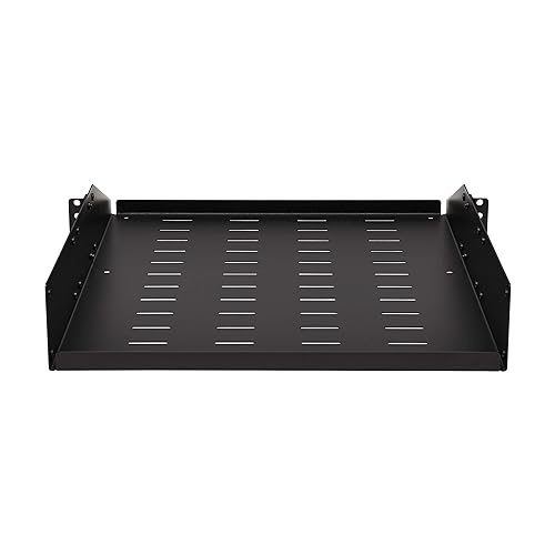 Tripp Lite 2U Universal Mount Server Rack Enclosure Shelf, Black Steel, Vented Airflow Design, Mount Hardware Included, 21.7 inch Depth, 100 lbs / 45 kg Capacity, 5-Year Warranty (SRSHELF2PUNIV)