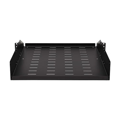 Tripp Lite 2U Universal Mount Server Rack Enclosure Shelf, Black Steel, Vented Airflow Design, Mount Hardware Included, 21.7 inch Depth, 100 lbs / 45 kg Capacity, 5-Year Warranty (SRSHELF2PUNIV)