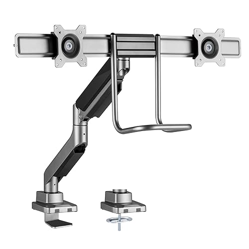 Amer Mounts - Heavy-Duty Dual-Monitor Gas Spring Monitor Arm with Handle - Supports 17" - 32" Standard LCD Flat Screen Display - HYDRA2HANDLEBAR