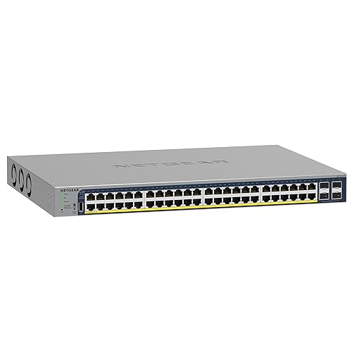 NETGEAR 52-Port PoE Gigabit Ethernet Smart Switch (GS752TPP) - Managed, Optional Insight Cloud Management, 48 x PoE+ @ 760W, 4 x 1G SFP, Desktop or Rackmount, and Limited Lifetime Protection