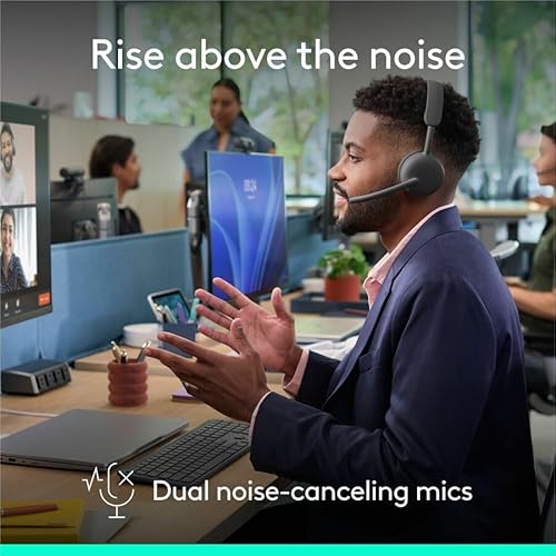 Logitech Zone Wireless 2 ES for Business - Noise-Canceling Wireless Headset with Adaptive Hybrid ANC, Bluetooth, USB-C & USB-A, Zoom & Google Certified - Graphite