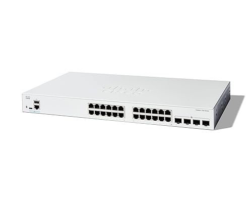 Cisco Catalyst C1300-24T-4X Ethernet Switch - 24 Ports - Manageable - 10 Gigabit Ethernet - 10/100/1000Base-T, 10GBase-X - 3 Layer Supported - Modular - 27.25 W Power Consumption - Optical Fiber, Twisted Pair - 1U High - Rack-mountable