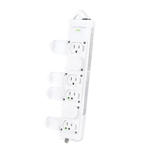 CyberPower MPV615S Medical Grade Surge Protector, 100-125V/15A, 1560 Joules, 6 Outlets, 15 Foot Power Cord, White 120-125V/15A