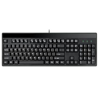 ADESSO EasyTouch 130 Full-Sized USB Wired Mechanical Keyboard with Brown Switches, Dedicated Copilot AI Hotkey, Gasket-Mounted for Quiet Typing, 2X Large Print Keycaps, and N-Key Rollover for Windows