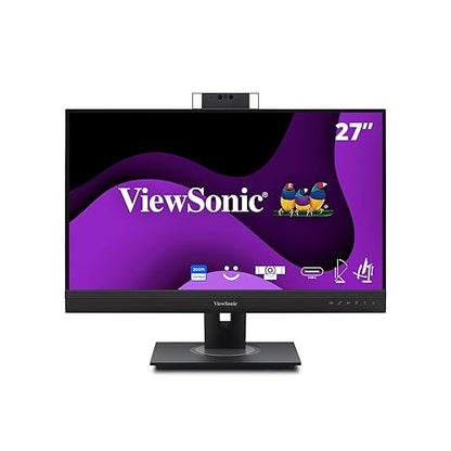 ViewSonic VG2757V-2K 27 Inch 1440p Video Conference Docking Monitor with Windows Hello Compatible IR Webcam, Advanced Ergonomics, and 90W USB C for Home and Office
