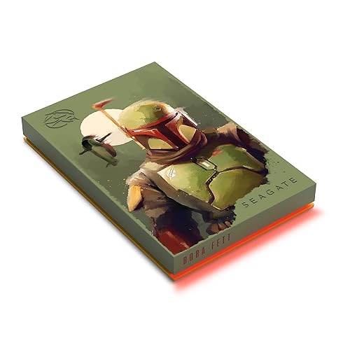 Seagate Disco Duro Boba Fett Drive SE FireCuda 2TB Externo USB 3.2 Gen 1 Con Licencia Oficial Con Iluminación LED Roja