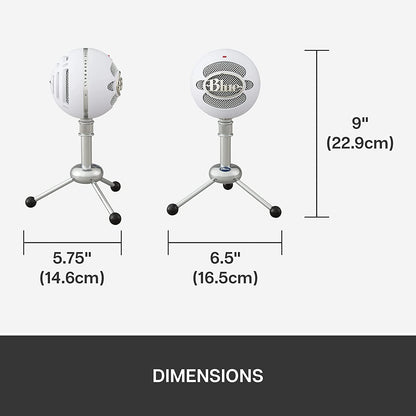 Blue microphones Blue Snowball USB Microphone for Recording, Streaming, Podcasting, Gaming on PC and Mac, Condenser Mic with Cardioid and Omnidirectional Pickup Patterns, and Stylish Retro Design - Textured White