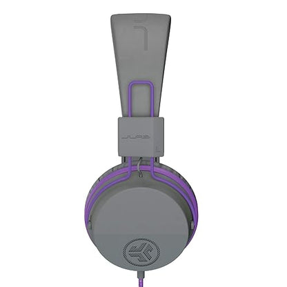 JLab JBuddies Studio On-Ear Kids Wired Headphones, Toddler Headphones, Kid Safe, Studio Volume Safe, Volume Limiter, Folding, Adjustable, Noise Isolation, with Mic (Graphite/Purple) Purple/Gray