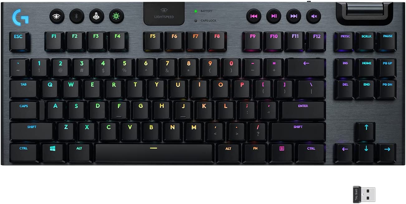 Logitech G915 TKL Tenkeyless Lightspeed Wireless RGB Mechanical Gaming Keyboard, Low Profile Switch Options, Lightsync RGB, Advanced Wireless and Bluetooth Support - Tactile TKL G915 TKL Tactile Wireless
