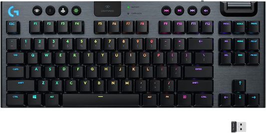 Logitech G915 TKL Tenkeyless Lightspeed Wireless RGB Mechanical Gaming Keyboard, Low Profile Switch Options, Lightsync RGB, Advanced Wireless and Bluetooth Support - Tactile TKL G915 TKL Tactile Wireless