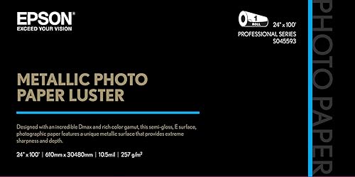 Epson Metallic Photo Inkjet Photo Paper Luster 24" x 100' Roll S045593