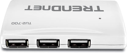 TRENDnet USB 2.0 7-Port High Speed Hub, 5V/2A Power Adapter, Up to 480 Mbps USB 2.0 Connection Speeds, 10 Watts Total Power, Compatible with Windows, Mac, and Linux, White, TU2-700 7 Port USB 2.0
