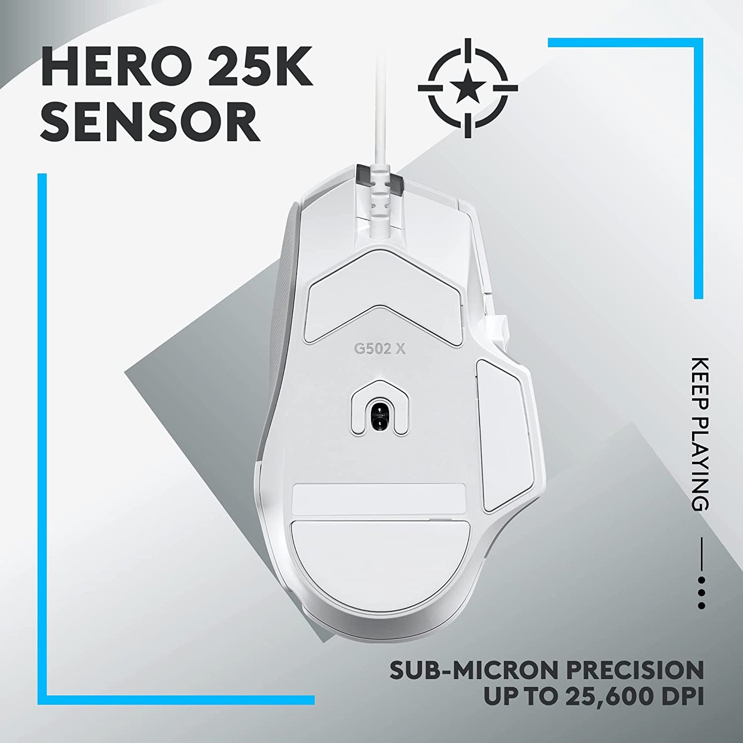 Logitech G502 X Wired Gaming Mouse - LIGHTFORCE hybrid optical-mechanical primary switches, HERO 25K gaming sensor, compatible with PC - macOS/Windows - White White Wired Non-RGB