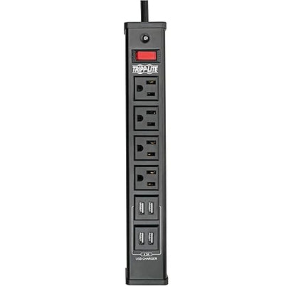 Y417U Tripp Lite 4 Outlet Surge Protector Power Strip, 6ft Cord, 450 Joules, 4 USB Charging Ports, Led, 10K Insurance (TLM446USBB), 14.25in. X 4.75in. X 2.00in