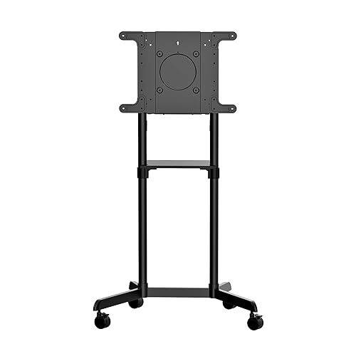 StarTech.com Mobile TV Cart - Portable Rolling TV Stand for 37-70 VESA Display (154lb/70kg) - TV Stand w/Shelf & Storage Compartment - Rotate/Tilt Display - Universal TV Mount on Wheels (MBLTVSTNDEC) Single TV 37-70