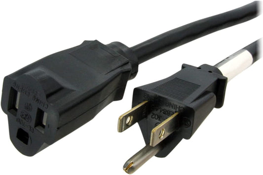 StarTech.com 15ft (4.5m) Power Extension Cord, NEMA 5-15R to NEMA 5-15P Black Extension Cord, 13A 125V, 16AWG, Outlet Extension Power Cable, NEMA 5-15R to NEMA 5-15P AC Power Cord-UL Listed (PAC10115) 15 ft/4.5 m