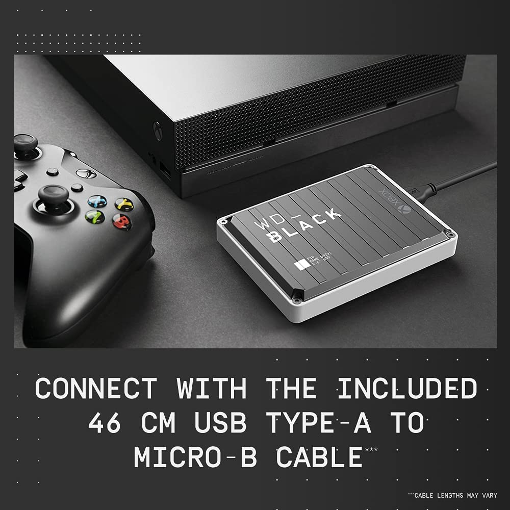Western digital WD_BLACK 5TB P10 Game Drive for Xbox - Portable External Hard Drive HDD with 1-Month Xbox Game Pass - WDBA5G0050BBK-WESN 5TB Game Drive for Xbox
