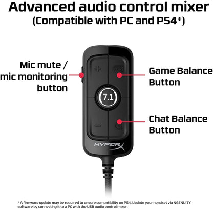 HyperX Cloud Alpha S - PC Gaming Headset, 7.1 Surround Sound, Adjustable Bass, Dual Chamber Drivers, Chat Mixer, Breathable Leatherette, Memory Foam, and Noise Cancelling Microphone – Blackout Black Wired Cloud Alpha S Headset