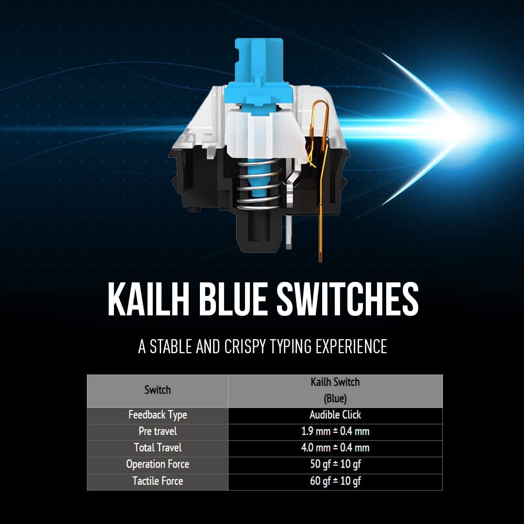 MSI Vigor GK50 Elite LL Mechanical Gaming Keyboard, Kailh Blue Switches, RGB Mystic Light VIGOR GK50 ELITE LL US