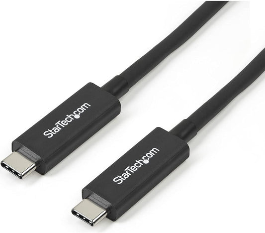 StarTech.com Active 40Gbps Thunderbolt 3 Cable - 3.3ft/1m - Black - 5k 60Hz/4k 60Hz - Certified TB3 Charger Cord w/ 100W Power Delivery (TBLT3MM1MA) 3ft 40Gbps | Black