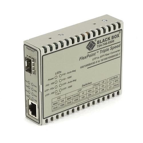 Black Box FlexPoint LMC1017A-SFP Transceiver/Media Converter - 1 x Network (RJ-45) - 10/100/1000Base-T, 100/1000Base-X - 1 x Expansion Slots - SFP - 1 x SFP Slots - Wall Mountable, Rack-mountable, Rai