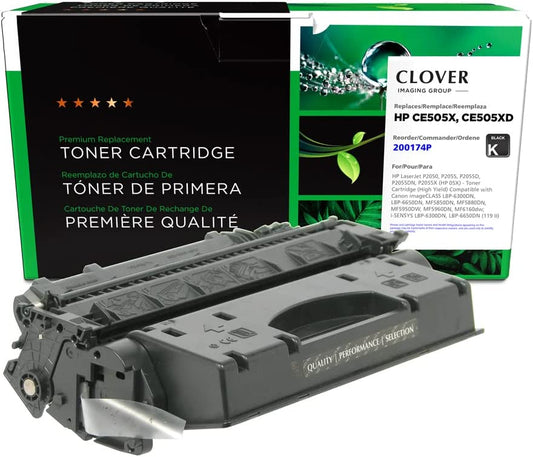Clover imaging group Clover Remanufactured Toner Cartridge Replacement for HP CE505X (HP 05X) | Black | High Yield