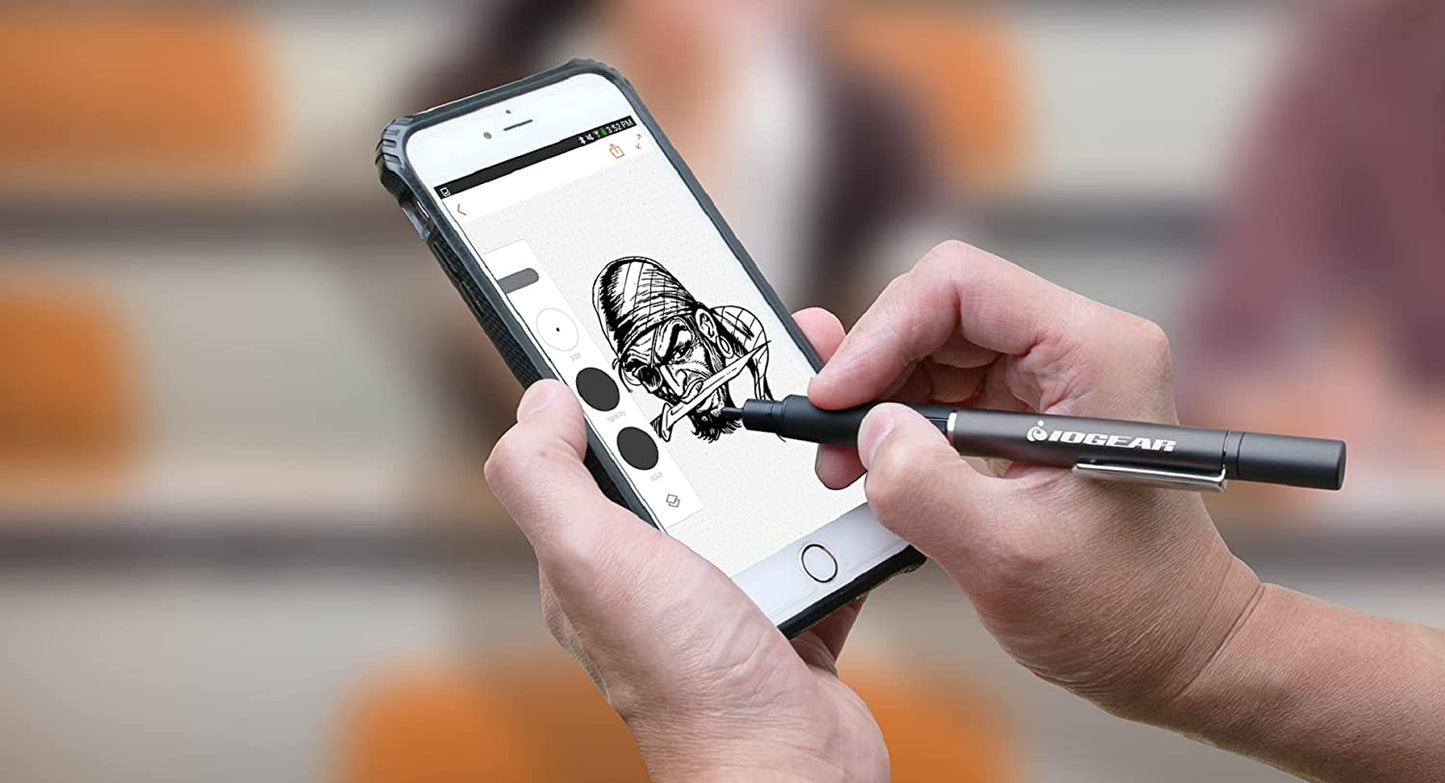 IOGEAR PenScript Active Electronic Stylus with Precision Power Tip Technology for iPhone, iPad, Androids, Surface and most Touchscreens