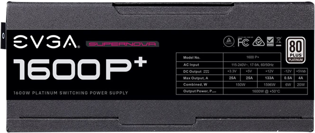 EVGA Supernova 1600 P+, 80+ Platinum 1600W, Fully Modular, 10 Year Warranty, Includes Free Power On Self Tester, Power Supply 220-PP-1600-X1