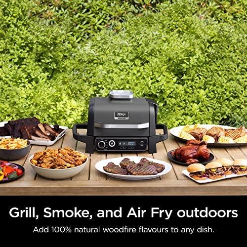 Ninja Woodfire 7-in-1 Outdoor Grill, Master Grill, BBQ Smoker, & Outdoor Air Fryer with Woodfire Technology, Ninja Woodfire Pellets, and Premium Grill Cover, OG701LWC , Black