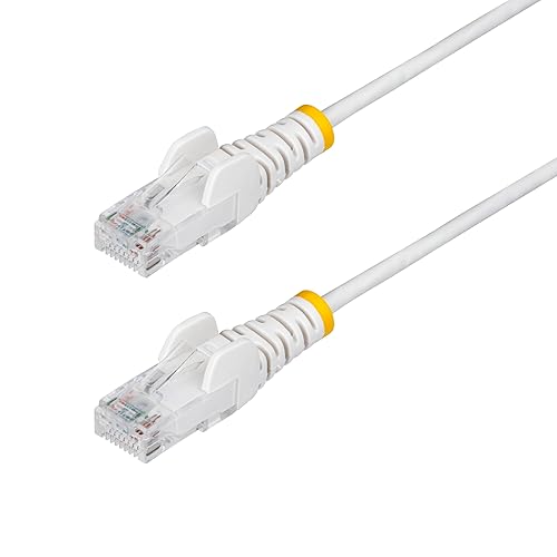 StarTech.com 6in White Slim CAT6 Ethernet Cable, Snagless RJ45, LSZH, 28AWG Pure Bare Copper, Slim Network Patch Cable/Cord