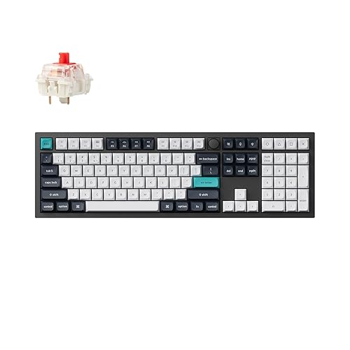 Keychron Q6 Max Wireless RGB Mechanical Keyboard - Hot-Swappable, Gateron Jupiter Red Switches, Aluminum Frame with Knob, Full-Size (104 Keys), Compatible Windows Mac Linux, Carbon Black (Q6M-M1) Gateron Red Carbon Black